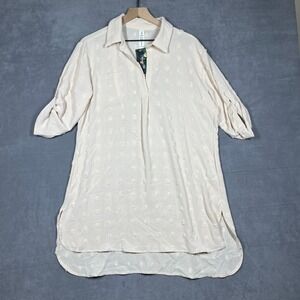 Blooming Jelly Beige Swiss Dot‎ Swim Coverup Size L NWT